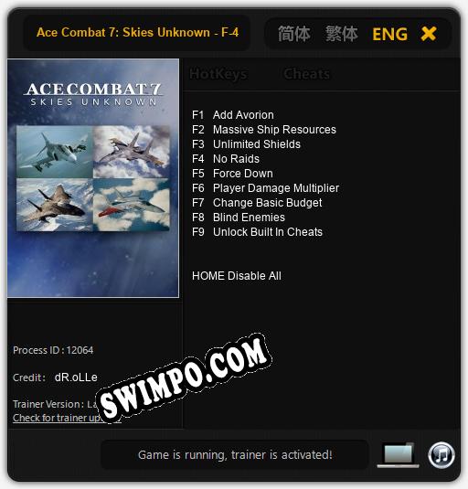 Ace Combat 7: Skies Unknown - F-4E Phantom II: Трейнер +9 [v1.2]