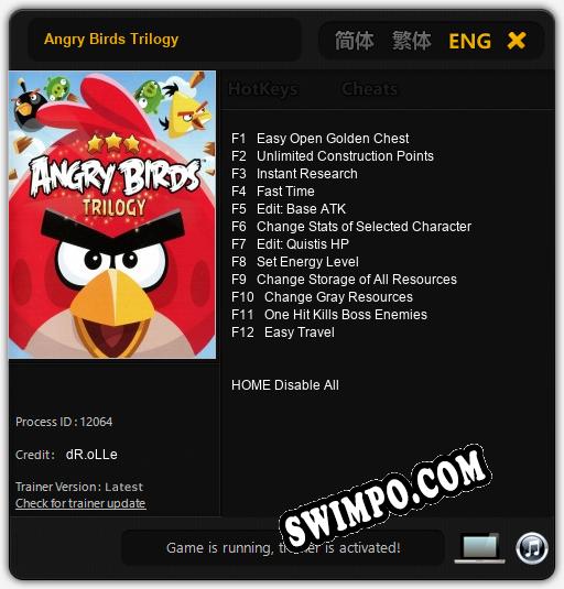 Angry Birds Trilogy: ТРЕЙНЕР И ЧИТЫ (V1.0.66)