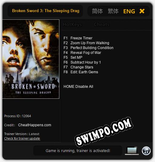 Broken Sword 3: The Sleeping Dragon: Читы, Трейнер +8 [CheatHappens.com]