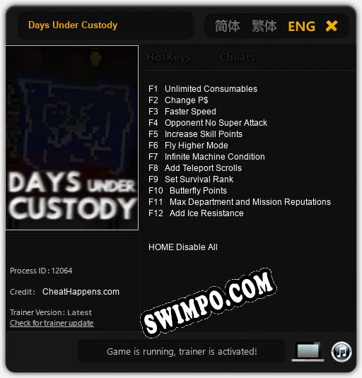 Трейнер для Days Under Custody [v1.0.2]