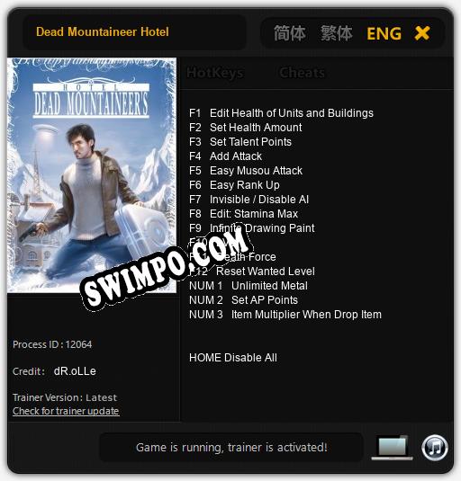 Dead Mountaineer Hotel: Читы, Трейнер +15 [dR.oLLe]