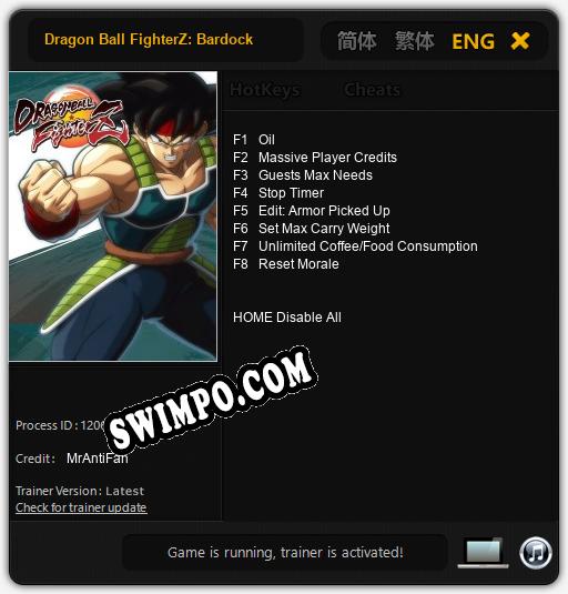 Dragon Ball FighterZ: Bardock: Читы, Трейнер +8 [MrAntiFan]