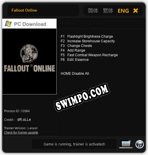 Трейнер для Fallout Online [v1.0.3]