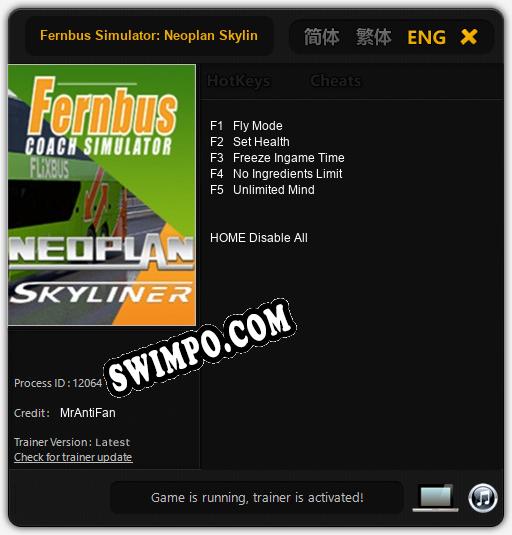 Трейнер для Fernbus Simulator: Neoplan Skyliner [v1.0.6]