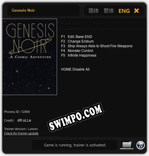 Genesis Noir: ТРЕЙНЕР И ЧИТЫ (V1.0.95)