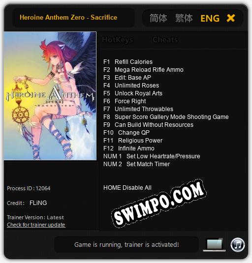 Heroine Anthem Zero - Sacrifice: ТРЕЙНЕР И ЧИТЫ (V1.0.6)