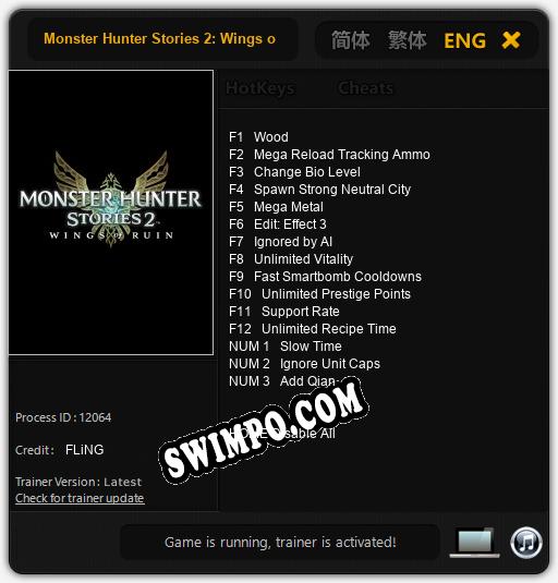 Monster Hunter Stories 2: Wings of Ruin: Трейнер +15 [v1.7]