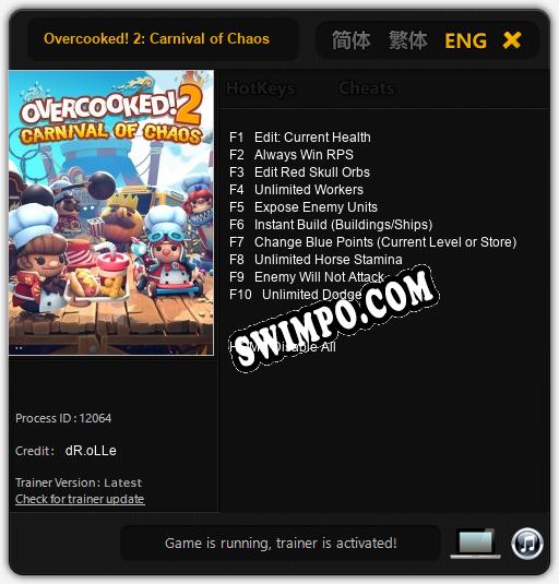 Overcooked! 2: Carnival of Chaos: ТРЕЙНЕР И ЧИТЫ (V1.0.79)