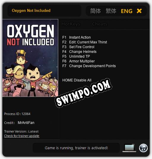 Oxygen Not Included: Трейнер +7 [v1.2]