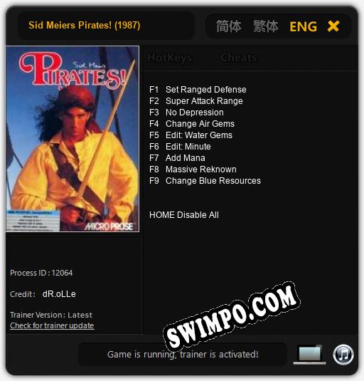Трейнер для Sid Meiers Pirates! (1987) [v1.0.8]