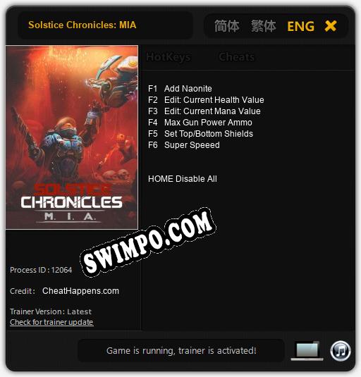 Трейнер для Solstice Chronicles: MIA [v1.0.7]