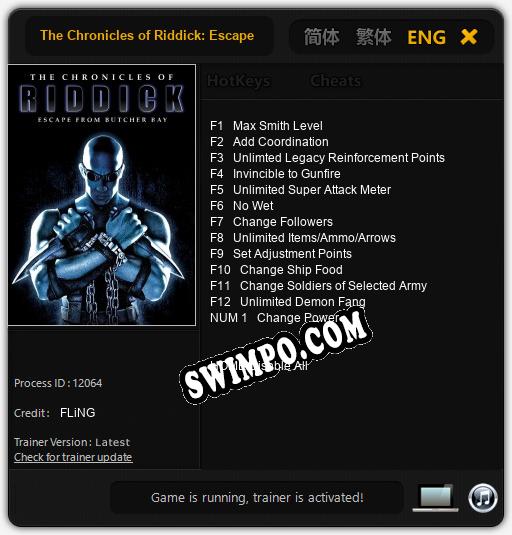 Трейнер для The Chronicles of Riddick: Escape from Butcher Bay [v1.0.5]