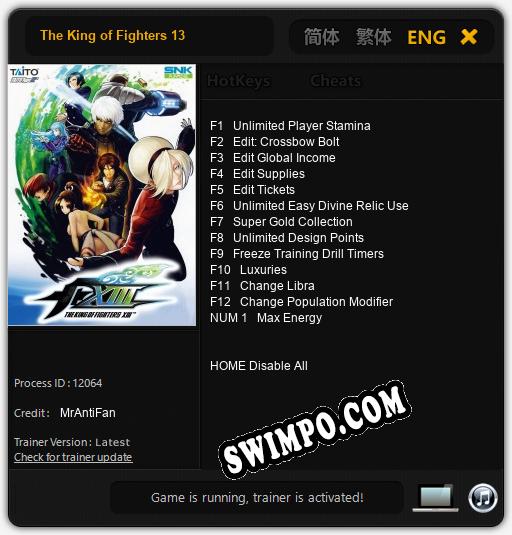 The King of Fighters 13: ТРЕЙНЕР И ЧИТЫ (V1.0.54)