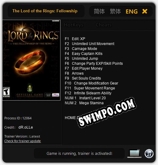 The Lord of the Rings: Fellowship of the Ring: Трейнер +14 [v1.7]