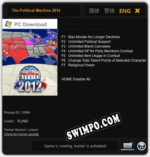 The Political Machine 2012: Читы, Трейнер +7 [FLiNG]