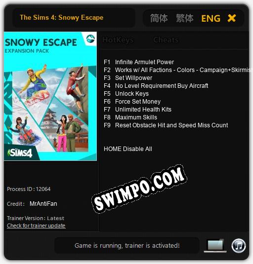 Трейнер для The Sims 4: Snowy Escape [v1.0.6]