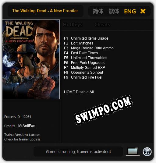 Трейнер для The Walking Dead - A New Frontier [v1.0.4]