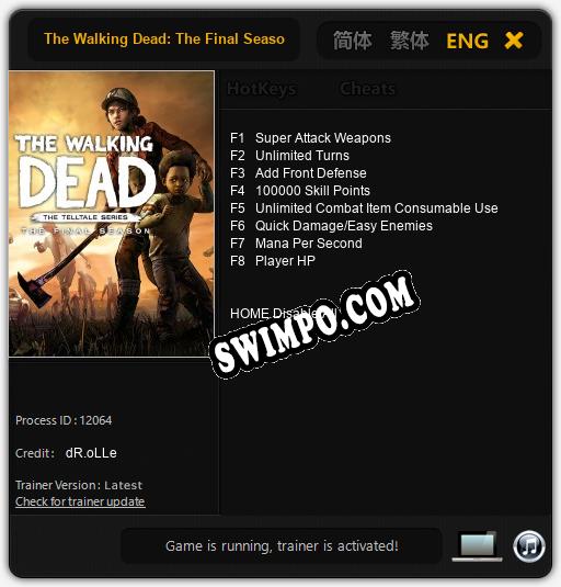 Трейнер для The Walking Dead: The Final Season [v1.0.3]