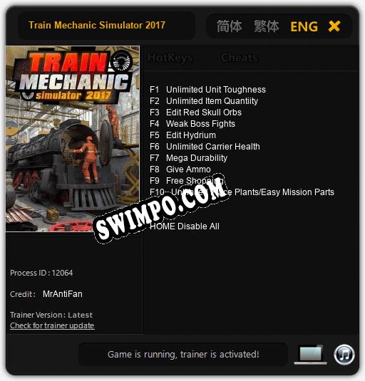 Трейнер для Train Mechanic Simulator 2017 [v1.0.2]