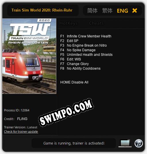 Трейнер для Train Sim World 2020: Rhein-Ruhr Osten: Wuppertal - Hagen [v1.0.7]
