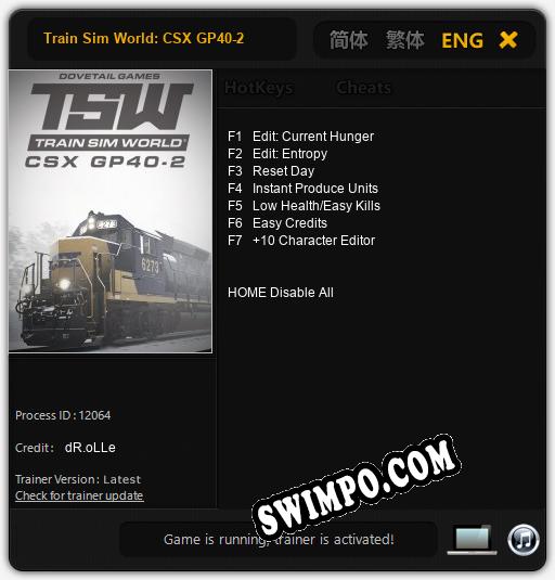 Train Sim World: CSX GP40-2: Трейнер +7 [v1.3]