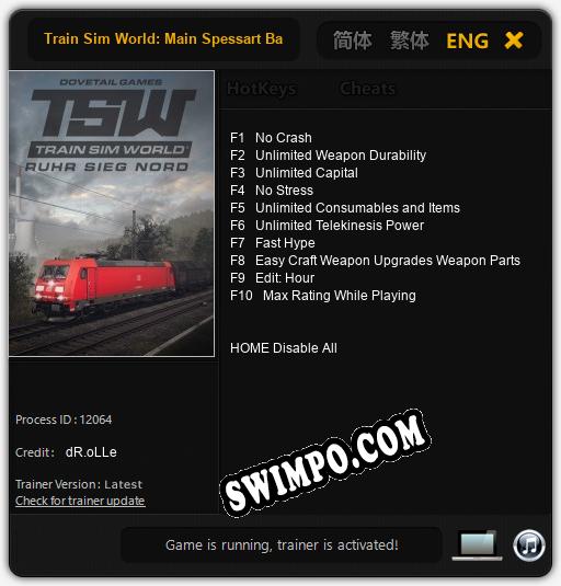 Трейнер для Train Sim World: Main Spessart Bahn [v1.0.2]