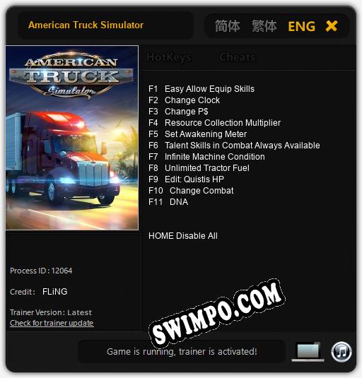 American Truck Simulator: Трейнер +11 [v1.5]