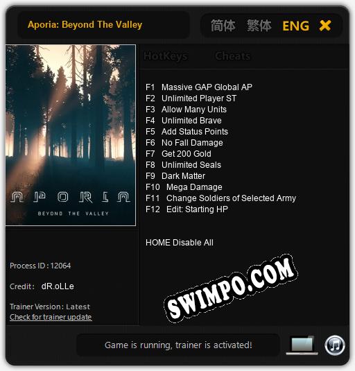 Трейнер для Aporia: Beyond The Valley [v1.0.5]