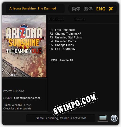 Arizona Sunshine: The Damned: ТРЕЙНЕР И ЧИТЫ (V1.0.29)