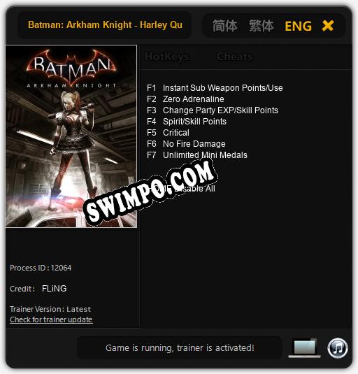 Batman: Arkham Knight - Harley Quinn: Читы, Трейнер +7 [FLiNG]