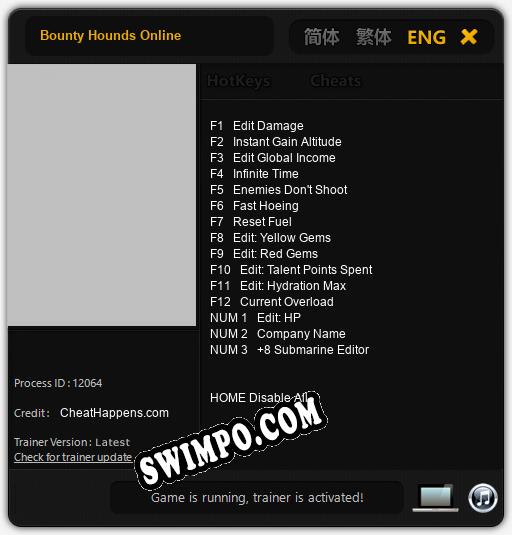 Трейнер для Bounty Hounds Online [v1.0.2]