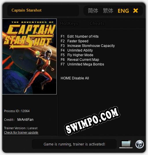 Captain Starshot: Читы, Трейнер +7 [MrAntiFan]