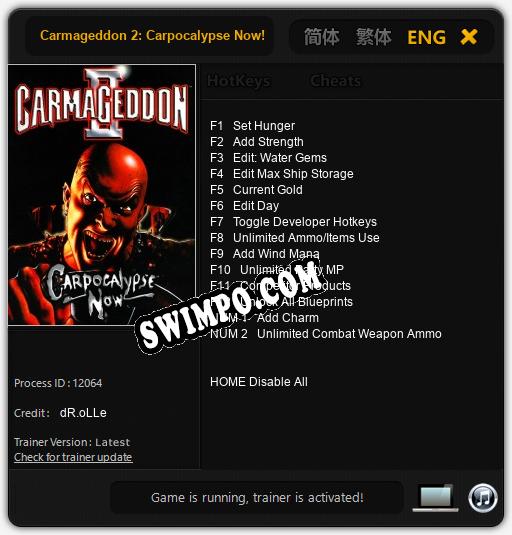Carmageddon 2: Carpocalypse Now!: Трейнер +14 [v1.4]