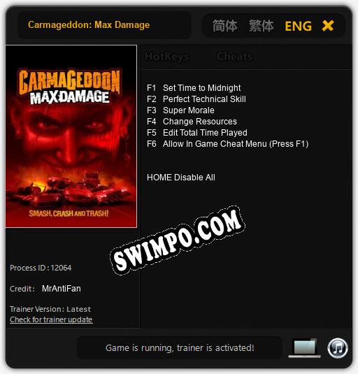 Carmageddon: Max Damage: Читы, Трейнер +6 [MrAntiFan]