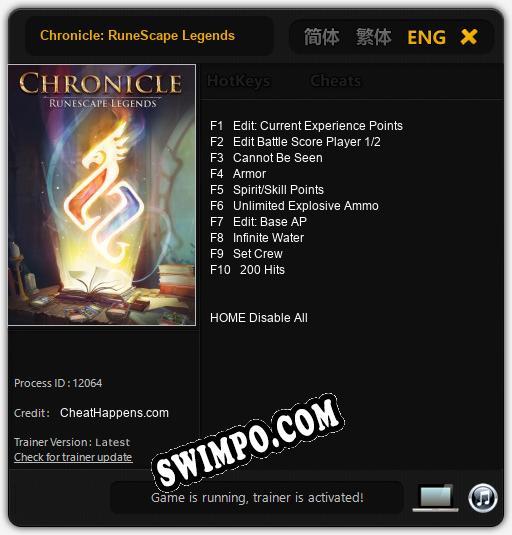 Chronicle: RuneScape Legends: Читы, Трейнер +10 [CheatHappens.com]