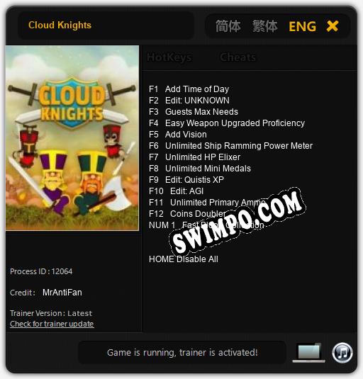 Трейнер для Cloud Knights [v1.0.7]