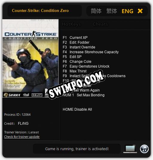 Counter-Strike: Condition Zero: ТРЕЙНЕР И ЧИТЫ (V1.0.75)