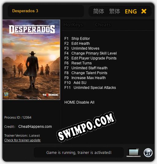 Desperados 3: Трейнер +11 [v1.7]
