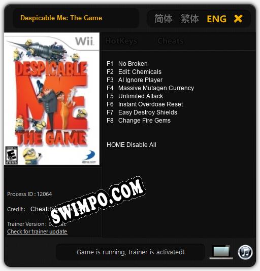 Despicable Me: The Game: Читы, Трейнер +8 [CheatHappens.com]