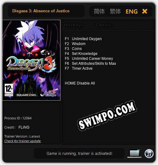 Трейнер для Disgaea 3: Absence of Justice [v1.0.3]
