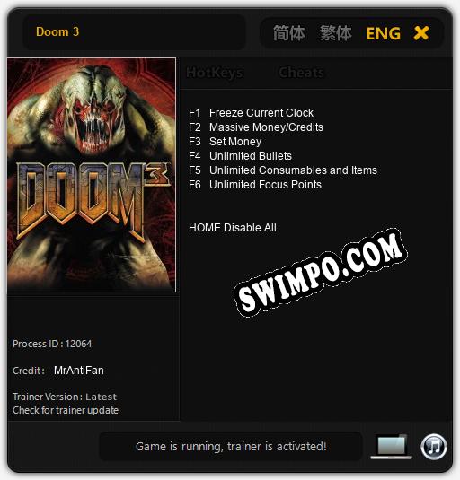 Doom 3: ТРЕЙНЕР И ЧИТЫ (V1.0.22)