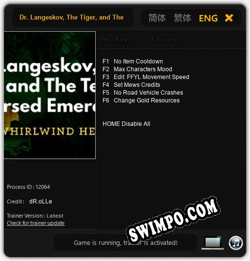 Dr. Langeskov, The Tiger, and The Terribly Cursed Emerald: ТРЕЙНЕР И ЧИТЫ (V1.0.10)
