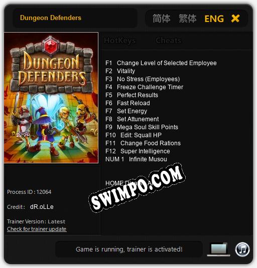 Трейнер для Dungeon Defenders [v1.0.2]
