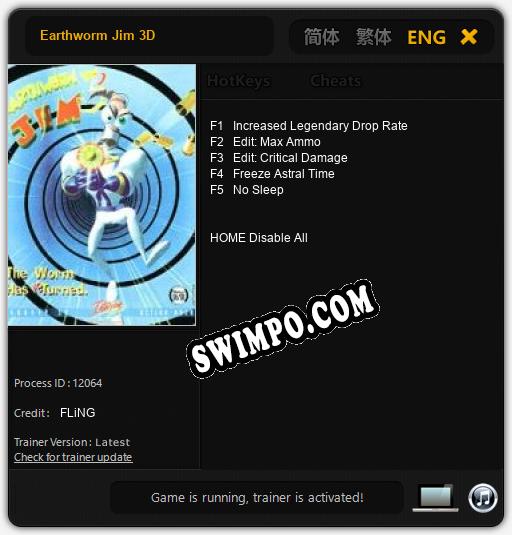 Трейнер для Earthworm Jim 3D [v1.0.7]