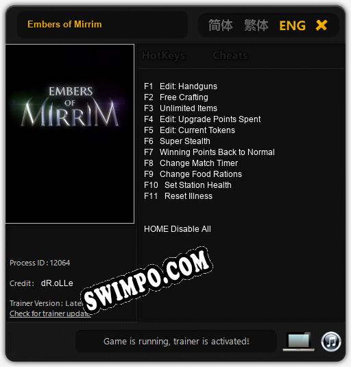 Embers of Mirrim: ТРЕЙНЕР И ЧИТЫ (V1.0.90)