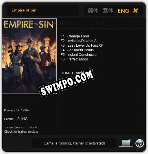 Empire of Sin: Читы, Трейнер +6 [FLiNG]