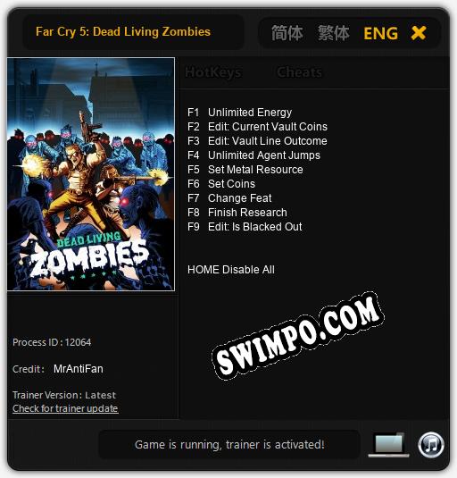 Far Cry 5: Dead Living Zombies: ТРЕЙНЕР И ЧИТЫ (V1.0.74)