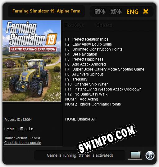 Farming Simulator 19: Alpine Farming: ТРЕЙНЕР И ЧИТЫ (V1.0.10)