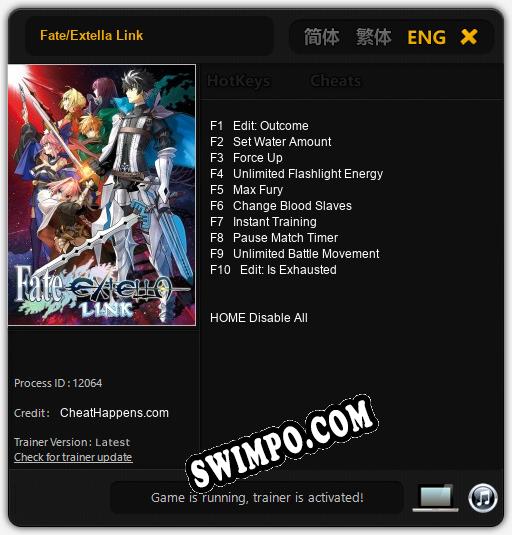 Трейнер для Fate/Extella Link [v1.0.6]