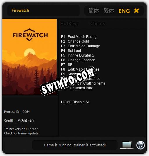 Firewatch: ТРЕЙНЕР И ЧИТЫ (V1.0.29)